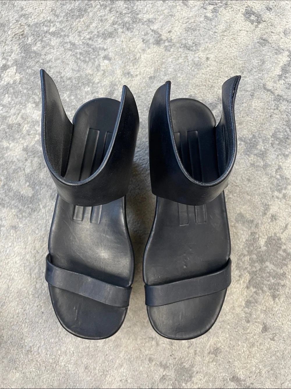 Rare Rick Owens Faun Monster Geta Platform Sandals Black Leather Sz 37 - Picture 7 of 16